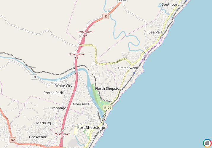 Map location of Port Shepstone